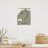 Sooty Shearwater Migration Map – Minimalistisch Poster (Keuken)