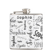 Sophia Aangepaste Naam Patroon Zwart Wit Heupfles (Voorkant)