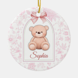Sophia   Aangepaste Roze Teddybeer Nursery Design Keramisch Ornament