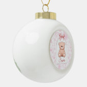 Sophia | Aangepaste Roze Teddybeer Nursery Design Keramische Bal Ornament (Links)