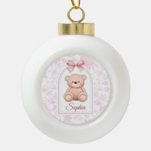 Sophia   Aangepaste Roze Teddybeer Nursery Design Keramische Bal Ornament