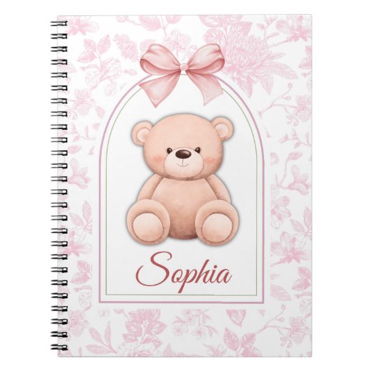 Sophia | Aangepaste Roze Teddybeer Nursery Design Notitieboek (Voorkant)