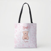 Sophia | Aangepaste Roze Teddybeer Nursery Design Tote Bag (Voorkant)