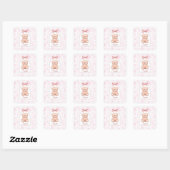 Sophia | Aangepaste Roze Teddybeer Nursery Design Vierkante Sticker (Vel)