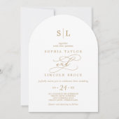 SOPHIA Arch Eenvoudige Minimalistische Gouden Witt Kaart (Voorkant)