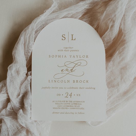 SOPHIA Arch Eenvoudige Minimalistische Gouden Witt Kaart