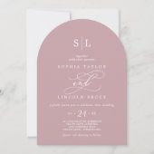 SOPHIA Arch Monogram Stoffig Roos Minimalistische  Kaart (Voorkant)