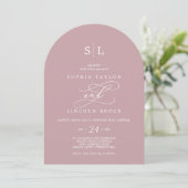 SOPHIA Arch Monogram Stoffig Roos Minimalistische  Kaart (Staand voorkant)