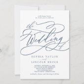 SOPHIA Blauw Wit Modern Klassiek Elegant Huwelijk Kaart (Voorkant)