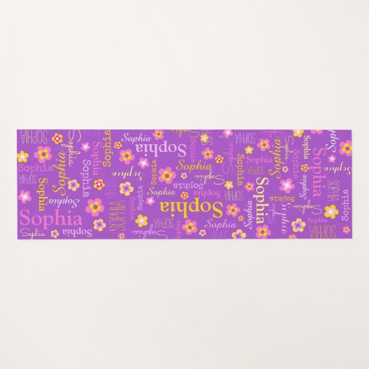 Sophia bloemen heet typografisch paars yogamat (Achterkant (horizontaal))