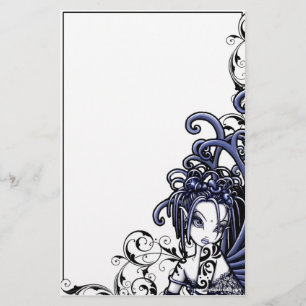 "Sophia" Blue Tattoo Fairy Art Stationery Briefpapier