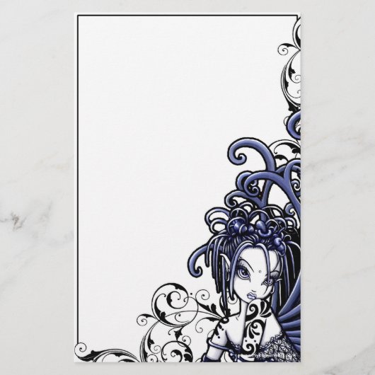 "Sophia" Blue Tattoo Fairy Art Stationery Briefpapier (Voorkant)