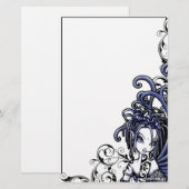 "Sophia" Blue Tattoo Fairy Art Stationery Briefpapier (Voorkant / Achterkant)