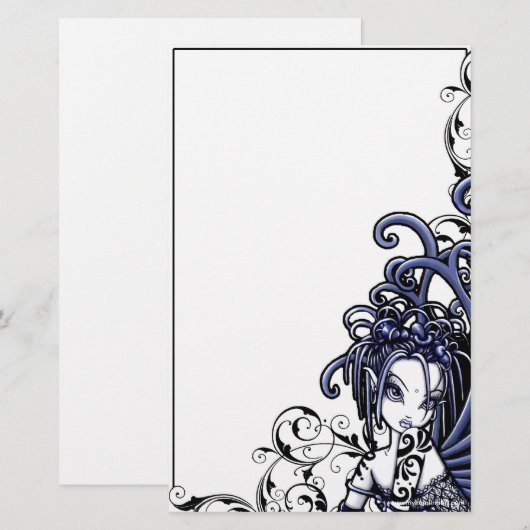 "Sophia" Blue Tattoo Fairy Art Stationery Briefpapier (Voorkant / Achterkant)