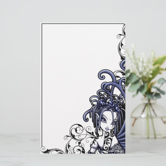 "Sophia" Blue Tattoo Fairy Art Stationery Briefpapier (Staand voorkant)