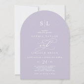 SOPHIA Boog Lavendel Paarse Lente Elegante Huwelij Kaart (Voorkant)