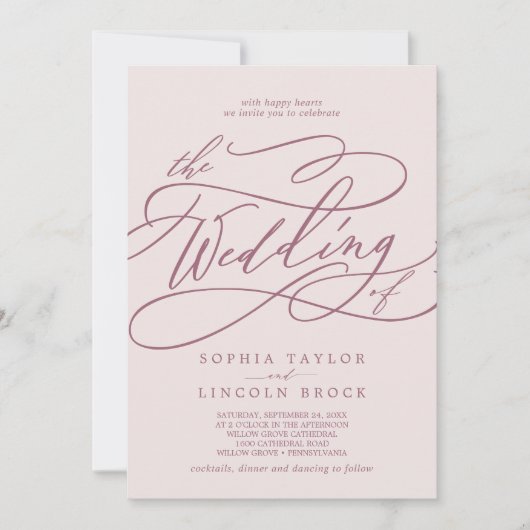 SOPHIA Bourgogne Blush Classic Boho Elegant Huweli Kaart (Voorkant)