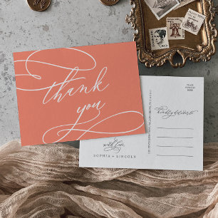 SOPHIA Bright Coral Summer Wedding Bedankt Briefkaart