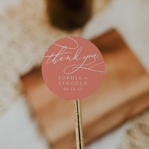 SOPHIA Bright Coral Wedding Bedankt Sticker