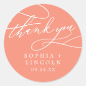 SOPHIA Bright Coral Wedding Bedankt Sticker (Voorkant)