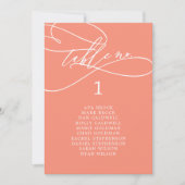 SOPHIA Bright Coral Wedding Seating Chart Kaart (Voorkant)
