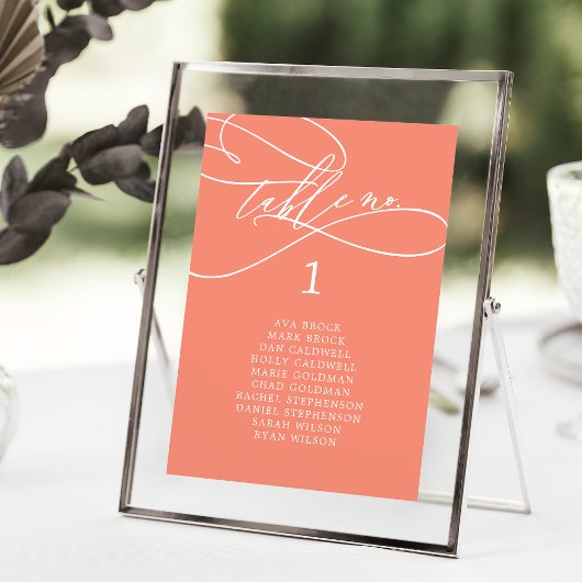 SOPHIA Bright Coral Wedding Seating Chart Kaart
