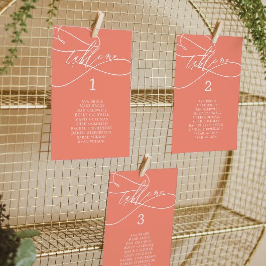 SOPHIA Bright Coral Wedding Seating Chart Kaart