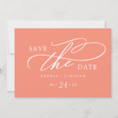 SOPHIA Bright Coral Zomer QR Code Huwelijk Save The Date (Voorkant)