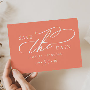 SOPHIA Bright Coral Zomer QR Code Huwelijk Save The Date