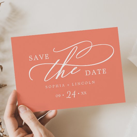 SOPHIA Bright Coral Zomer QR Code Huwelijk Save The Date