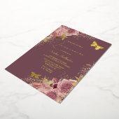 Sophia Butterfly Quinceanera Golden Folie Uitnodiging (Gedraaid)