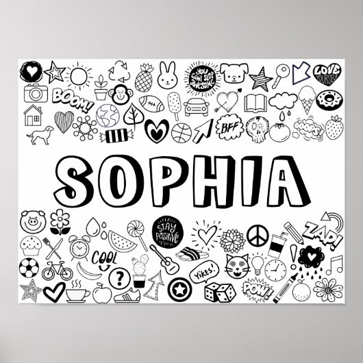 'SOPHIA' Color-it-Yourself-contourontwerp Poster (Voorkant)