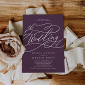 SOPHIA Dark Plum Eenvoudige Paarse Classic Wedding Kaart