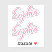 Sophia Decoratieve Naam in Roze x2 Sticker (Vel)