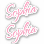 Sophia Decoratieve Naam in Roze x2 Sticker (Voorkant)