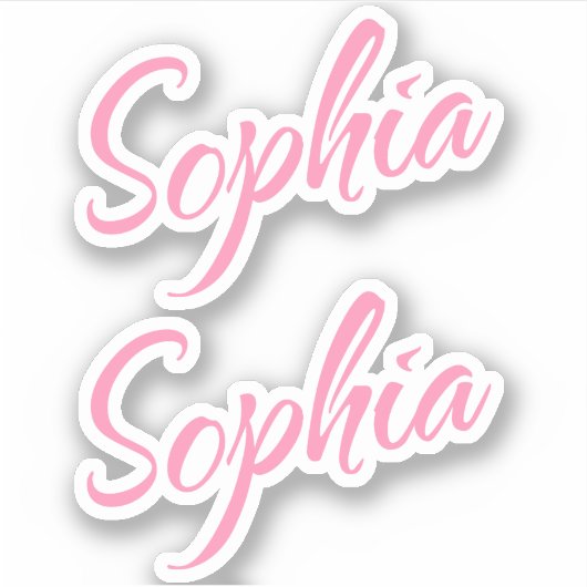 Sophia Decoratieve Naam in Roze x2 Sticker (Voorkant)