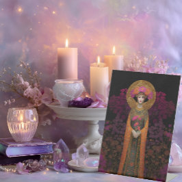 Sophia Divine Goddess of Wisdom Mosaic Portrait  Reclamebord Met Voetstuk