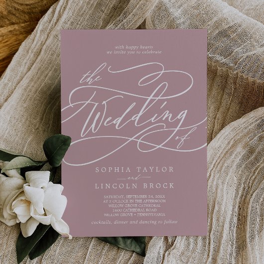 SOPHIA Dusty Roos Mauve Simple Modern Boho Wedding Kaart
