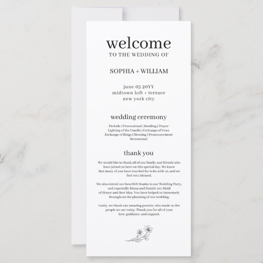 Sophia Elegant Black and White Minimalist Wedding (Voorkant)