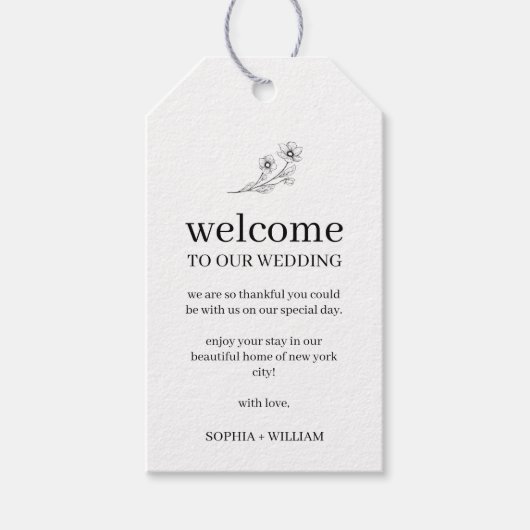 Sophia Elegant Hotel Gasten Bruiloft Welkom Cadeaulabel (Voorkant)