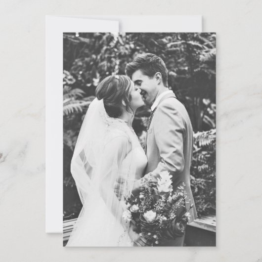 Sophia Elegant Simple Black White Photo Wedding Bedankkaart (Achterkant)