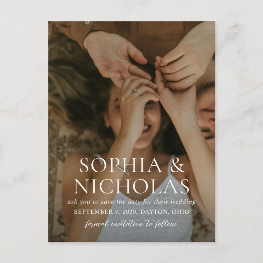 Sophia foto Moderne bruiloft Bewaar de datum Aankondigingskaart (Voorkant)