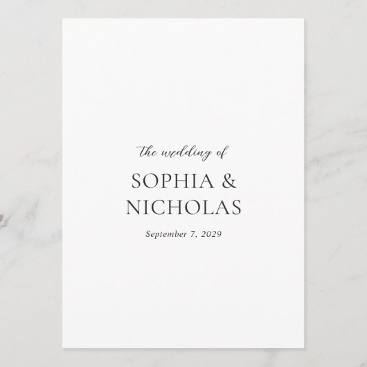 Sophia foto Moderne bruiloft Menu (Achterkant)