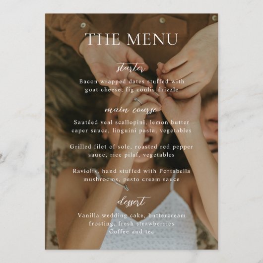 Sophia foto Moderne bruiloft Menu (Voorkant)