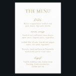 Sophia Gold Modern huwelijksmenu Flyer<br><div class="desc">Moderne bruiloft menu flyer met een eenvoudig maar elegant ontwerp.</div>
