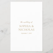 Sophia Gold Modern huwelijksmenu Flyer (Achterkant)
