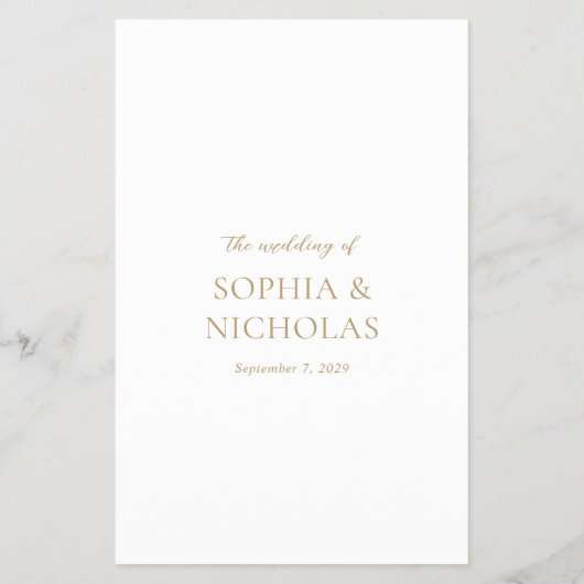 Sophia Gold Modern huwelijksmenu Flyer (Achterkant)