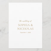 Sophia Gold Moderne bruiloft Menu (Achterkant)