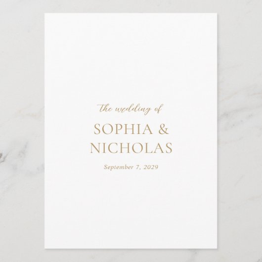 Sophia Gold Moderne bruiloft Menu (Achterkant)