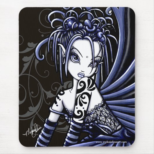 "Sophia" Gothic Blue Tattoo Fairy Mousepad Muismat (Voorkant)